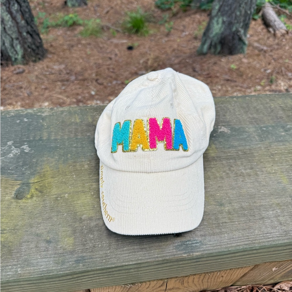 Simply Southern Cream Cap with Colorful 'MAMA' Embroidery